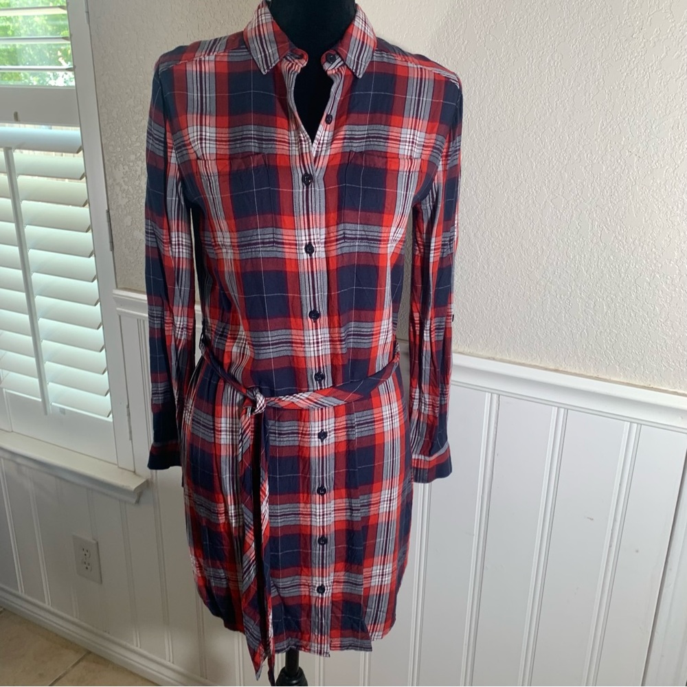 Banana Republic plaid long shirt dress